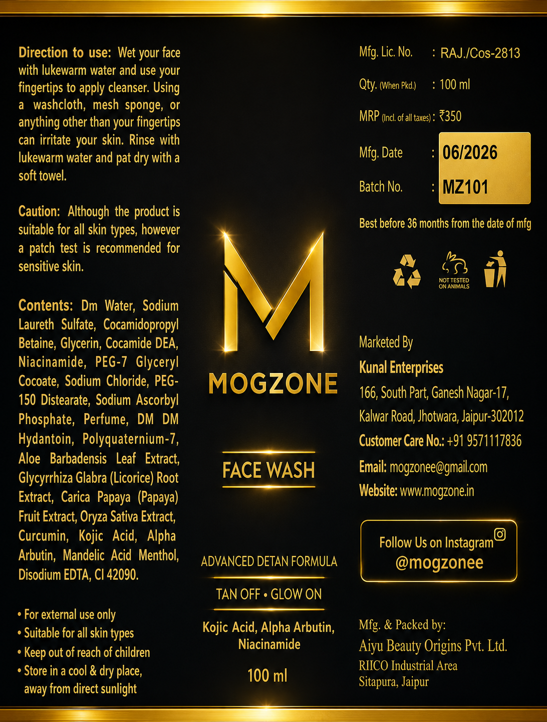 MOGZONE Advanced Detan Face Wash