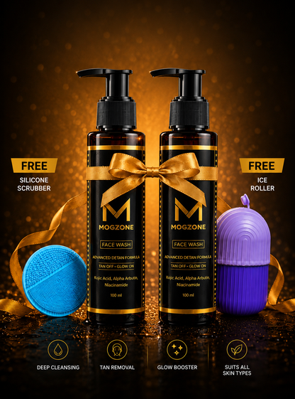 MOGZONE Advanced Detan Face Wash (Pack of 4) – Family Value Pack + Free Face Scrubber