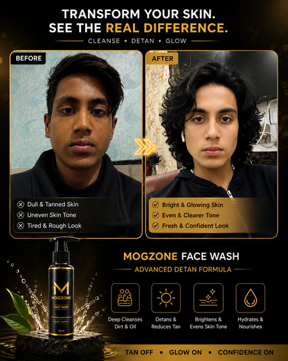 MOGZONE Advanced Detan Face Wash (Pack of 4) – Family Value Pack + Free Face Scrubber